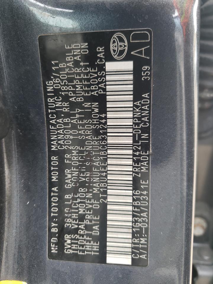Photo 10 from auction – 2011 TOYOTA COROLLA BA with VIN 2T1BU4EE1BC631244