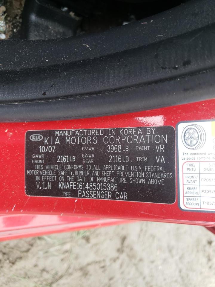 Photo 10 from auction – 2008 KIA SPECTRA5 5 with VIN KNAFE161485015386