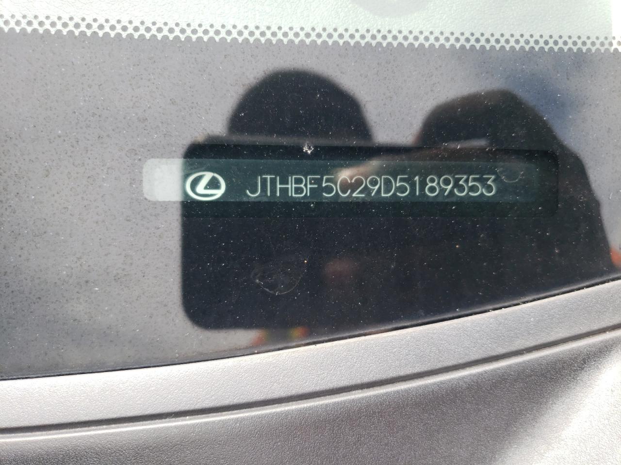 Photo 10 from auction – 2013 LEXUS IS 250 with VIN JTHBF5C29D5189353