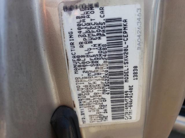 Photo 10 from auction – 2001 TOYOTA CAMRY CE with VIN 4T1BG22K01U024688