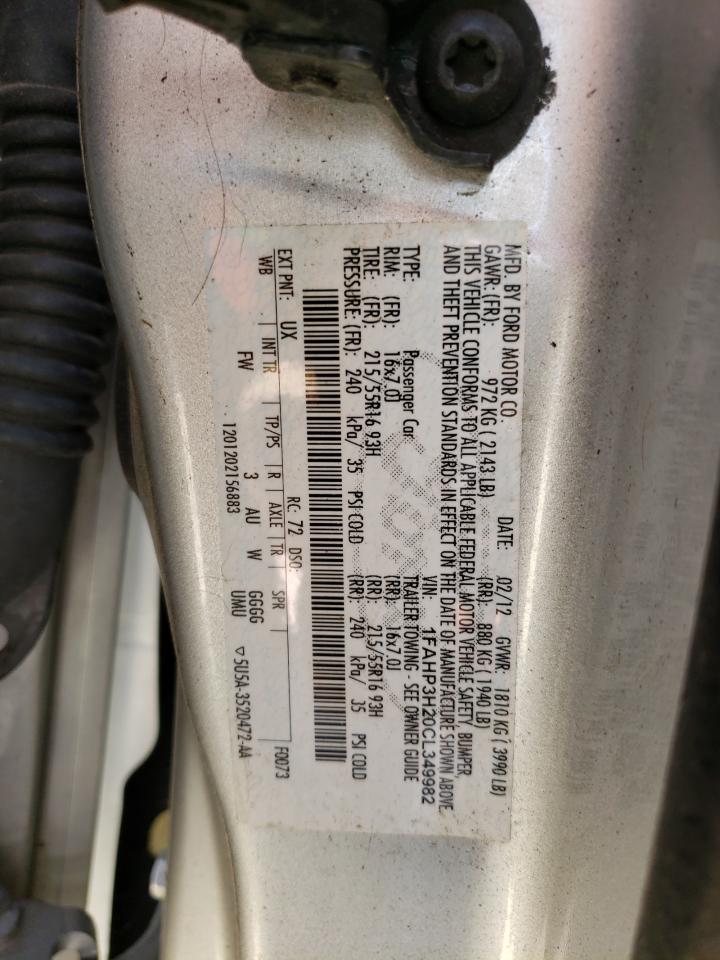 Photo 10 from auction – 2012 FORD FOCUS SEL with VIN 1FAHP3H20CL349982