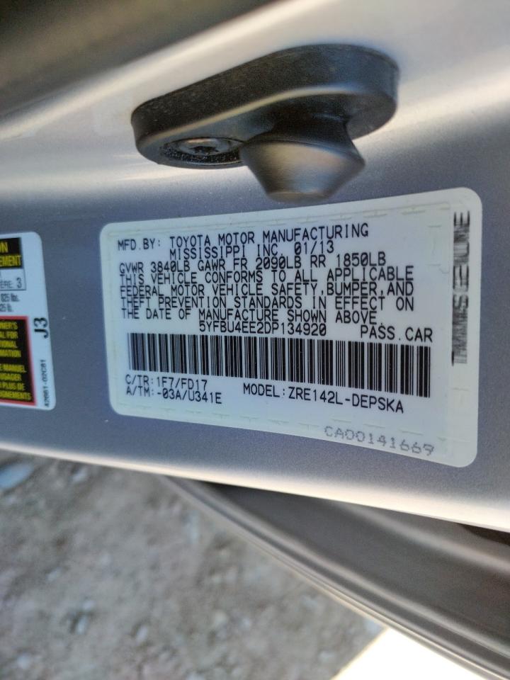 Photo 10 from auction – 2013 TOYOTA COROLLA BA with VIN 5YFBU4EE2DP134920