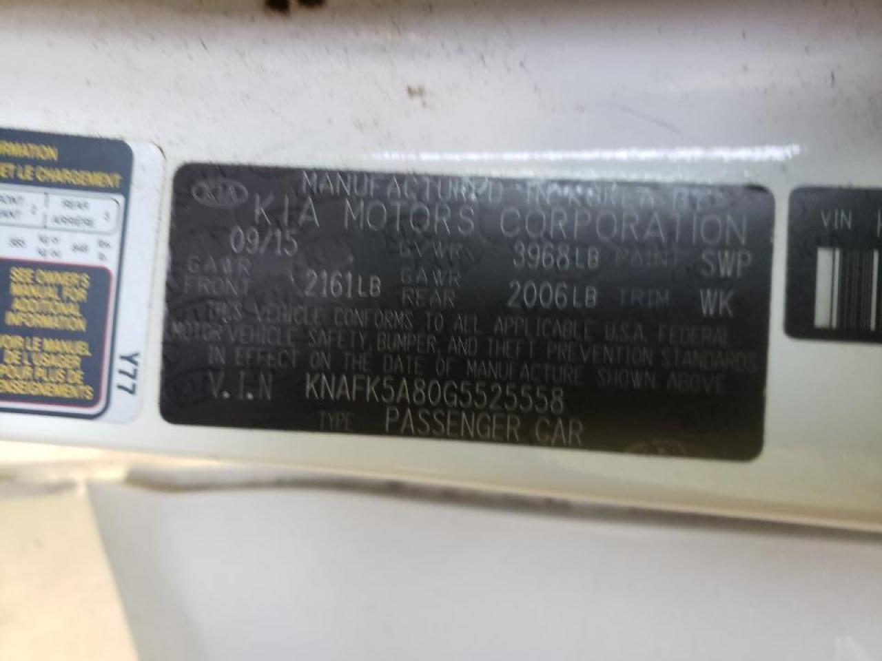 Photo 10 from auction – 2016 KIA FORTE LX with VIN KNAFK5A80G5525558