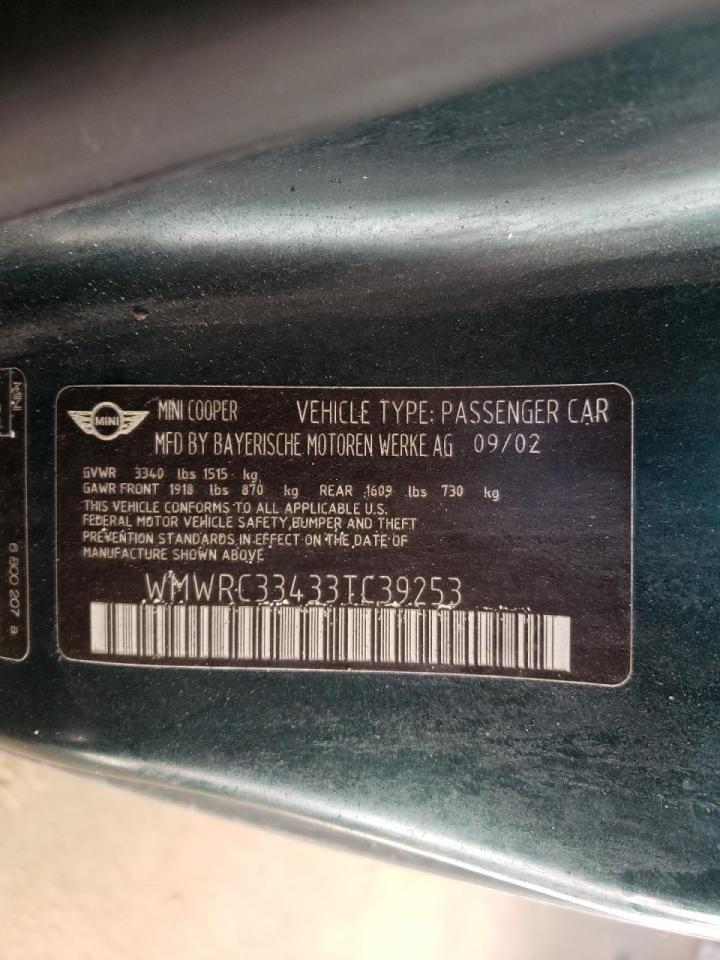 Photo 10 from auction – 2003 MINI COOPER with VIN WMWRC33433TC39253