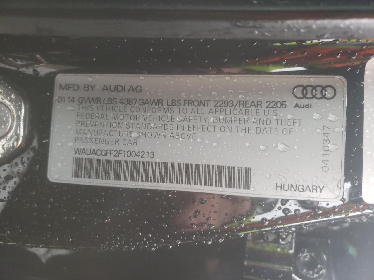 Photo 10 from auction – 2015 AUDI A3 PREMIUM with VIN WAUACGFF2F1004213