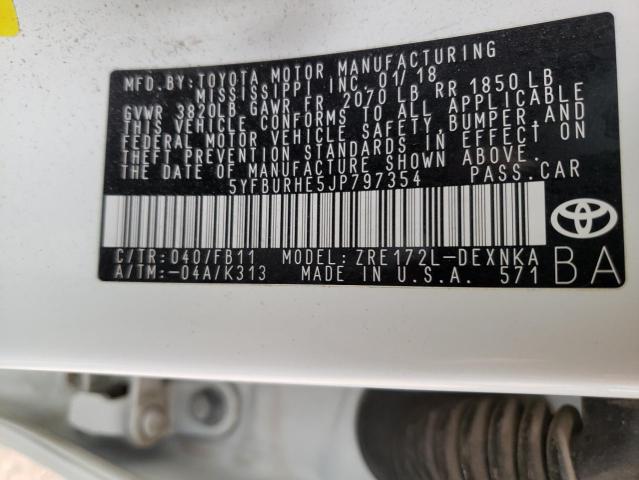 Photo 10 from auction – 2018 TOYOTA COROLLA L with VIN 5YFBURHE5JP797354