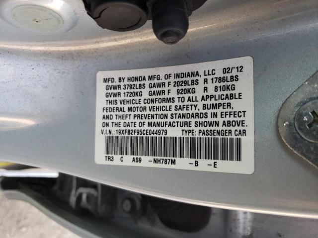 Photo 10 from auction – 2012 HONDA CIVIC EXL with VIN 19XFB2F95CE044979