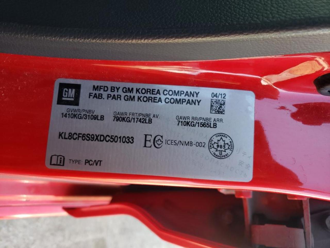 Photo 10 from auction – 2013 CHEVROLET SPARK 2LT with VIN KL8CF6S9XDC501033