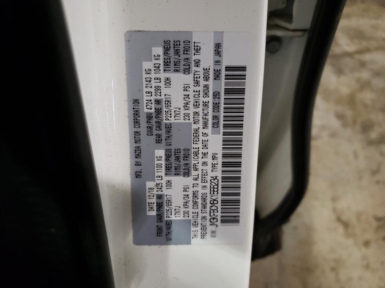 Photo 10 from auction – 2019 MAZDA CX-5 TOURI with VIN JM3KFBCM6K1555234