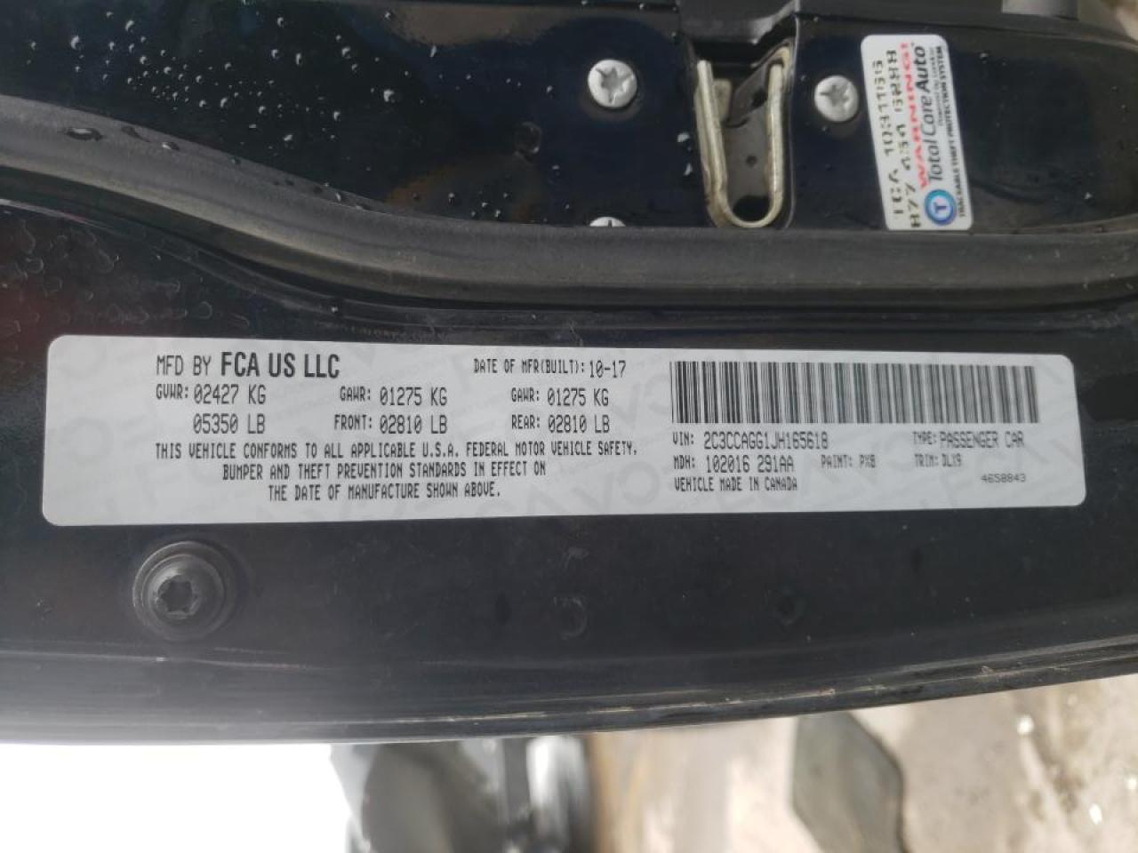 Photo 10 from auction – 2018 CHRYSLER 300 S with VIN 2C3CCAGG1JH165618