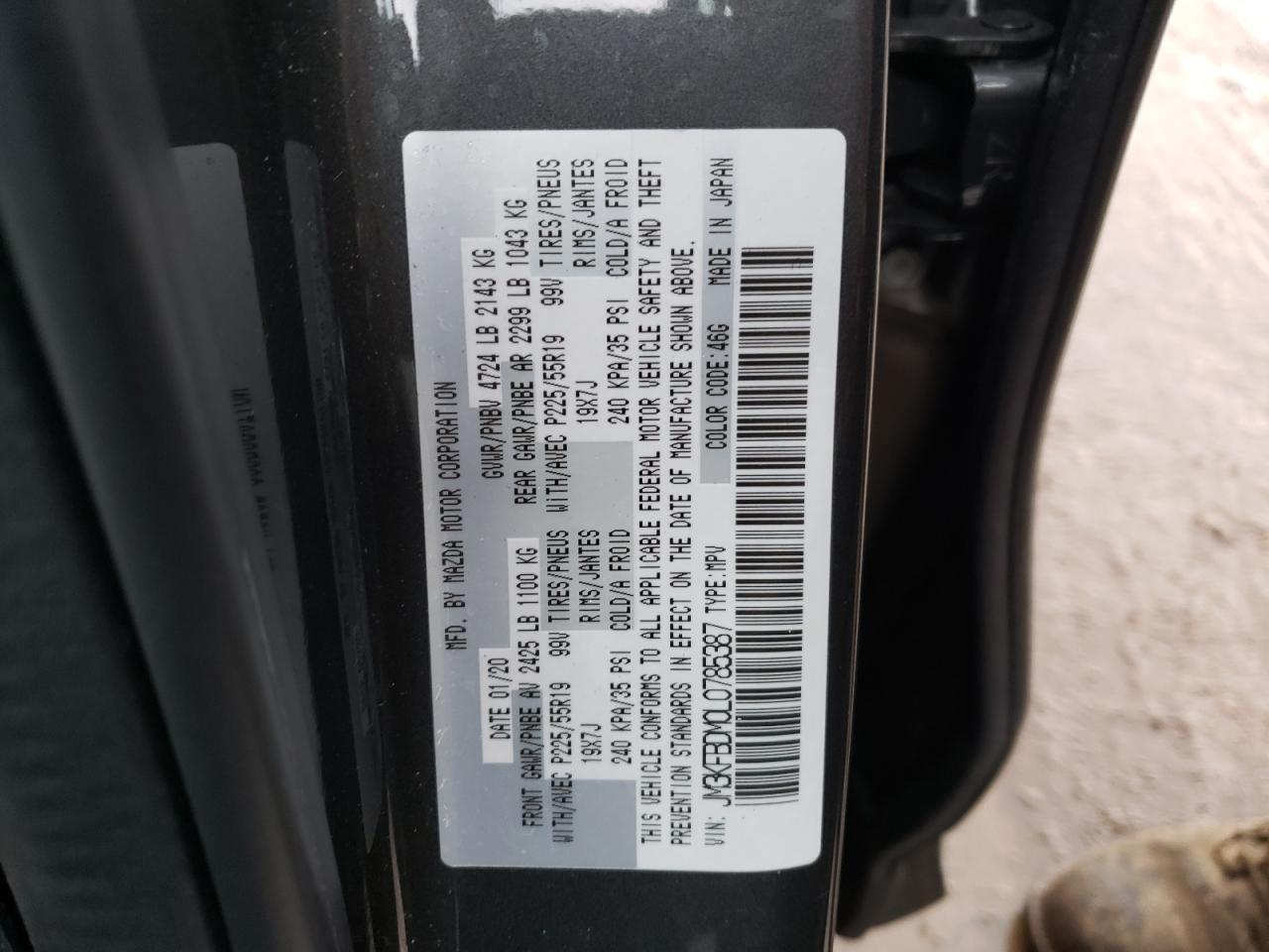 Photo 10 from auction – 2020 MAZDA CX-5 GRAND with VIN JM3KFBDM0L0785387