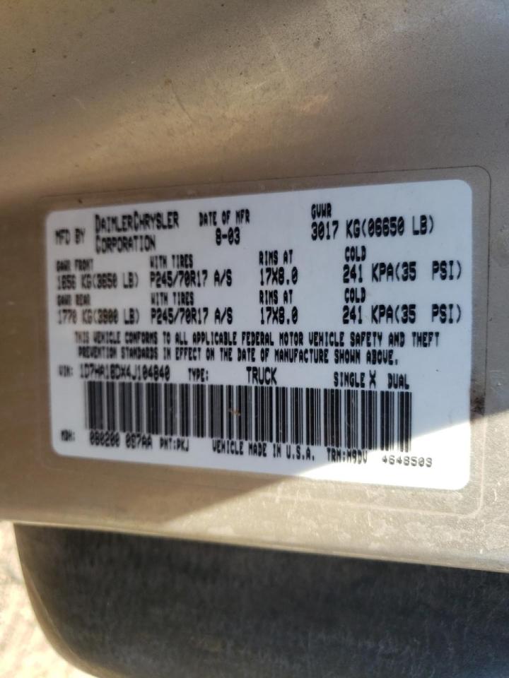 Photo 10 from auction – 2004 DODGE RAM 1500 S with VIN 1D7HA18DX4J104840