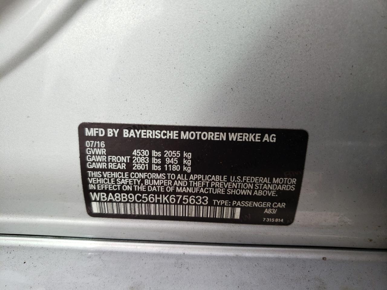 Photo 10 from auction – 2017 BMW 330 I with VIN WBA8B9C56HK675633