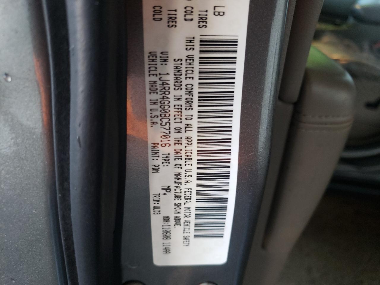 Photo 10 from auction – 2011 JEEP GRAND CHER with VIN 1J4RR4GG0BC577016