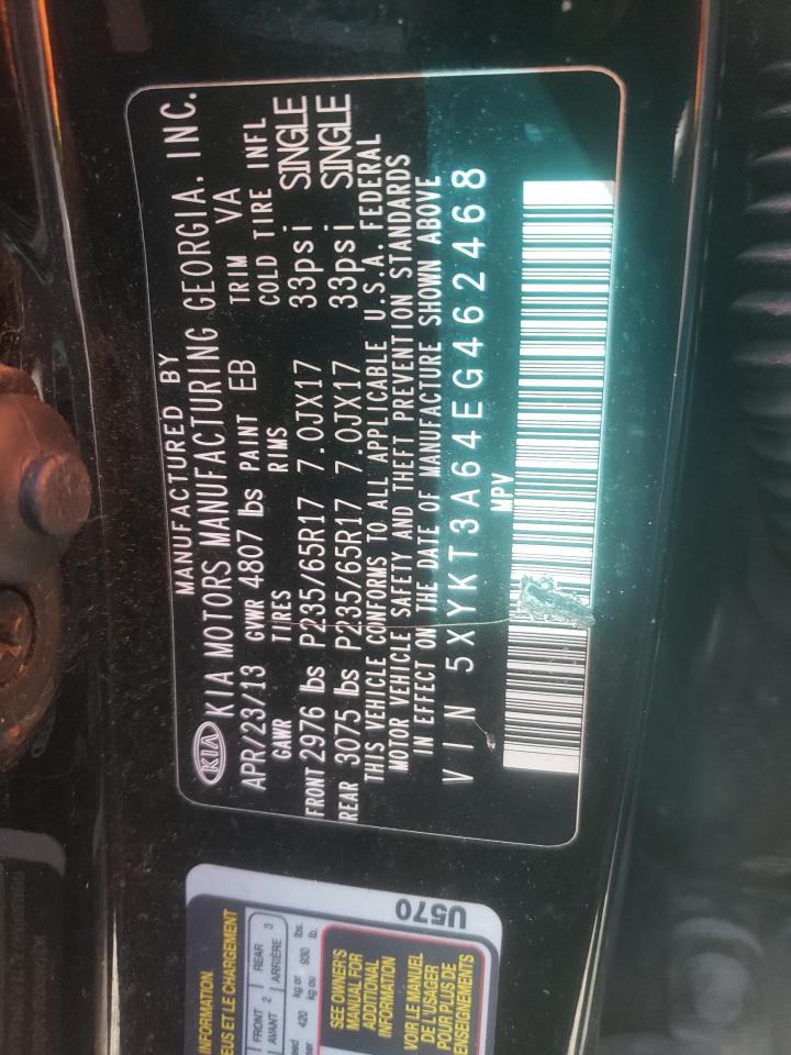 Photo 10 from auction – 2014 KIA SORENTO LX with VIN 5XYKT3A64EG462468