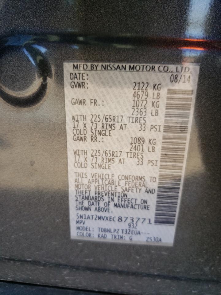Photo 10 from auction – 2014 NISSAN ROGUE S with VIN 5N1AT2MVXEC873771