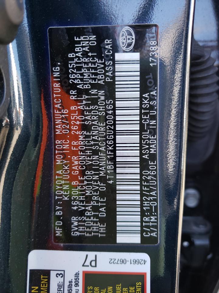 Photo 10 from auction – 2016 TOYOTA CAMRY LE with VIN 4T1BF1FK6GU200465