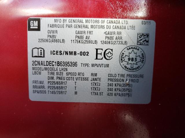 Photo 10 from auction – 2011 CHEVROLET EQUINOX LT with VIN 2CNALDEC1B6395396