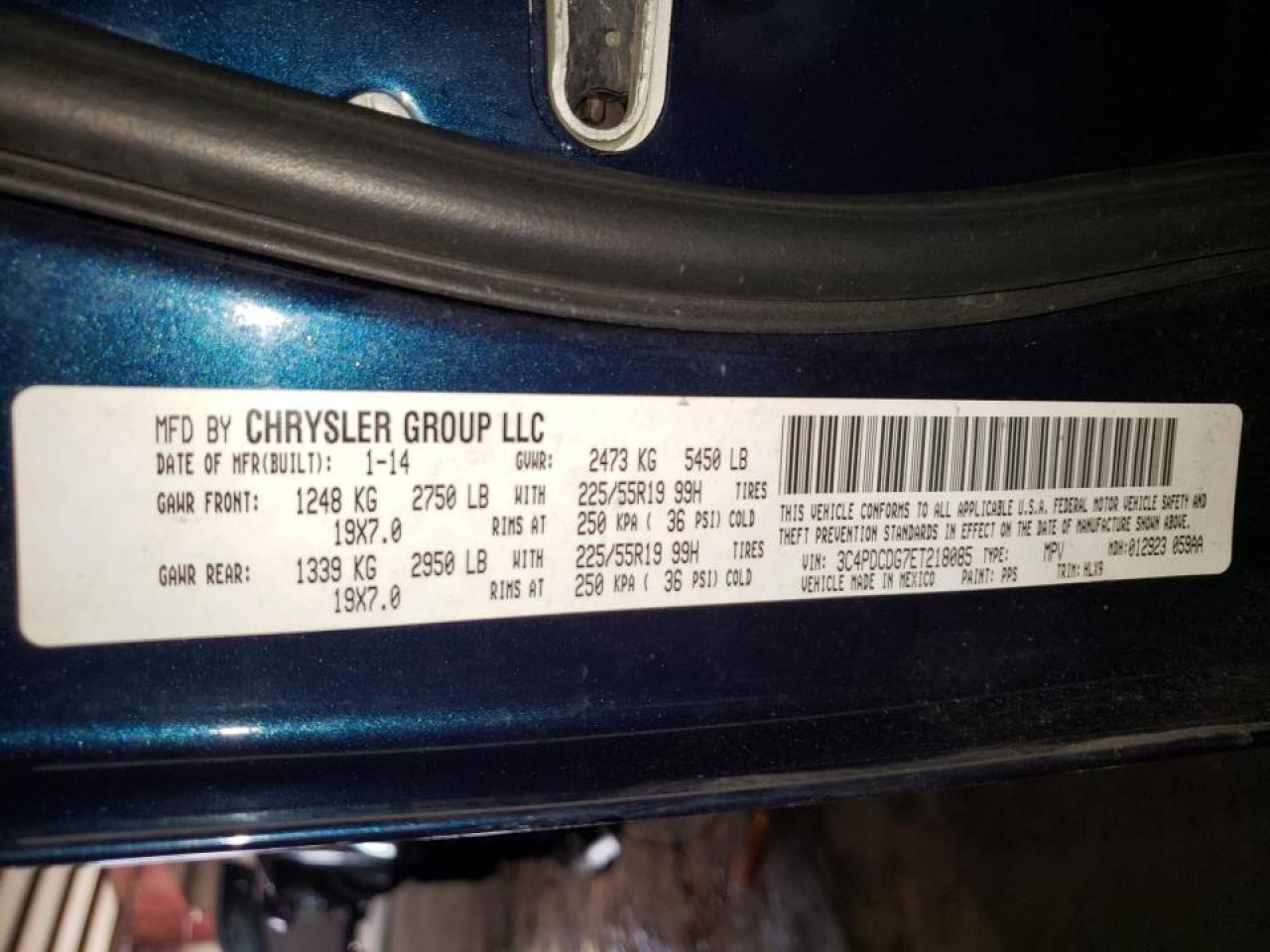 Photo 10 from auction – 2014 DODGE JOURNEY LI with VIN 3C4PDCDG7ET218085