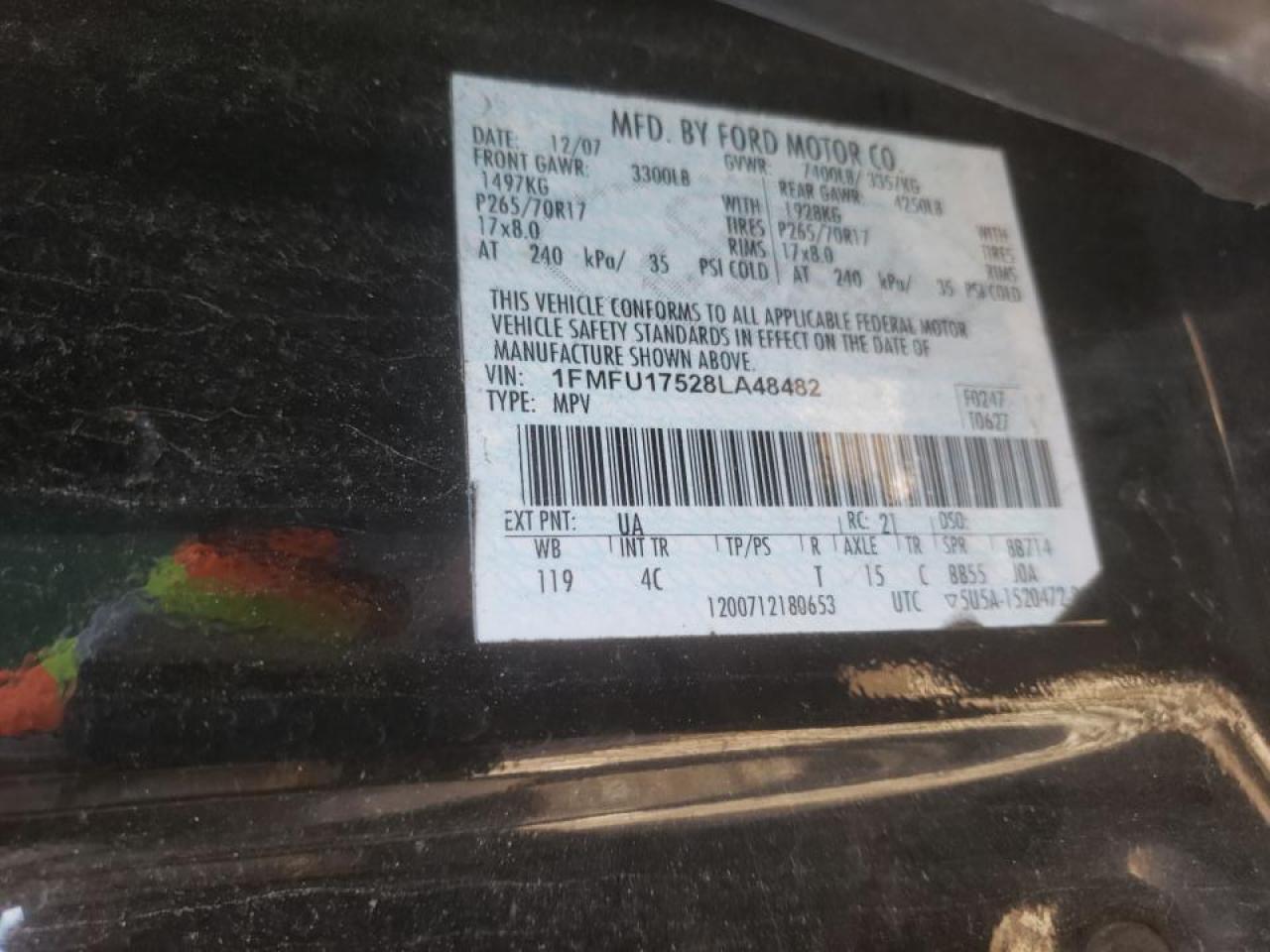 Photo 10 from auction – 2008 FORD EXPEDITION with VIN 1FMFU17528LA48482