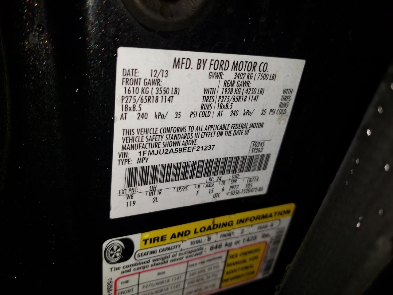 Photo 10 from auction – 2014 FORD EXPEDITION with VIN 1FMJU2A59EEF21237