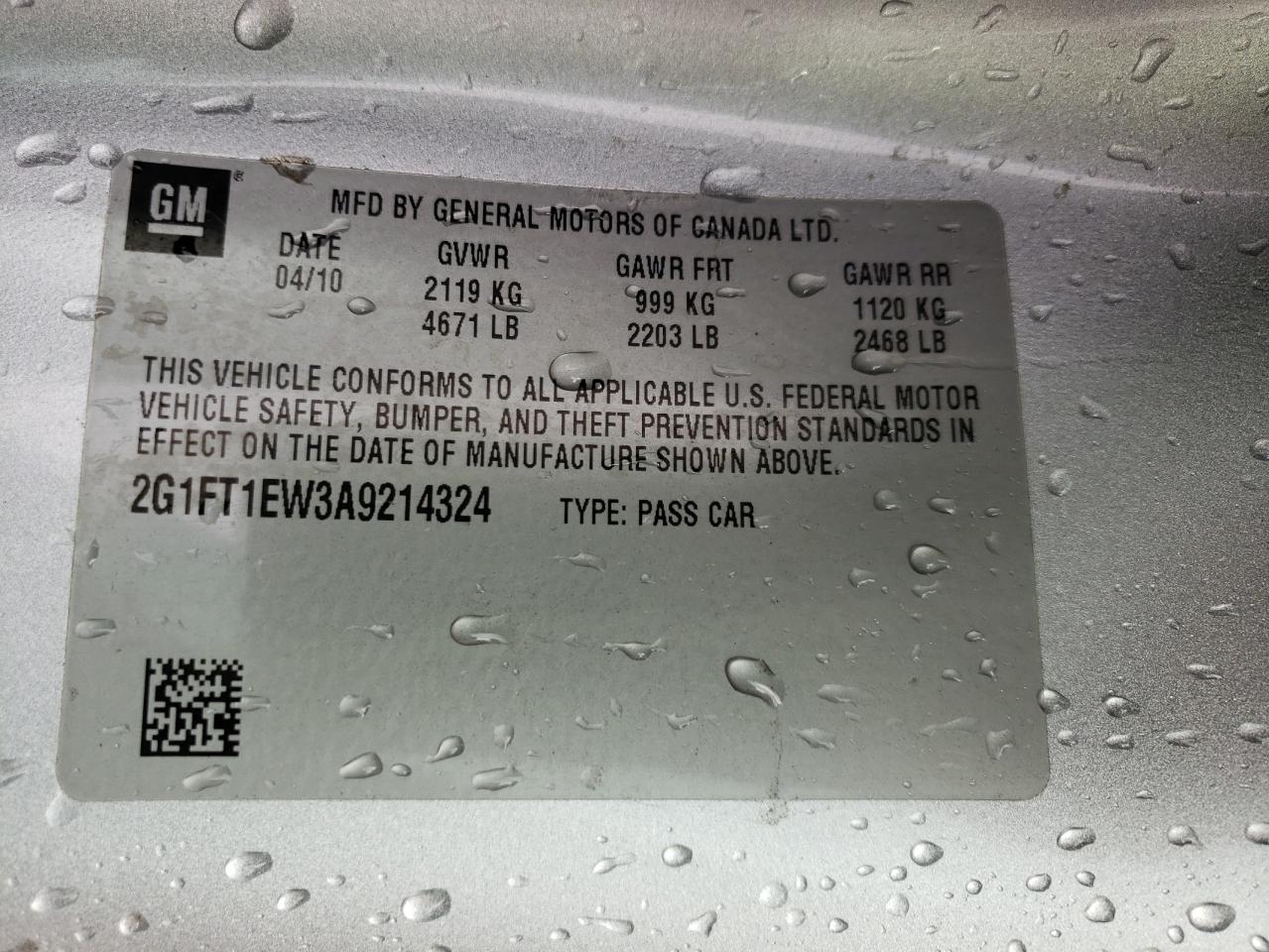Photo 10 from auction – 2010 CHEVROLET CAMARO SS with VIN 2G1FT1EW3A9214324
