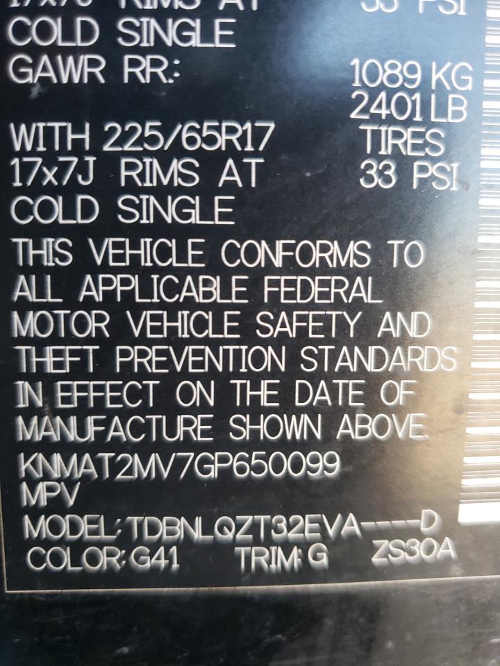 Photo 10 from auction – 2016 NISSAN ROGUE S with VIN KNMAT2MV7GP650099
