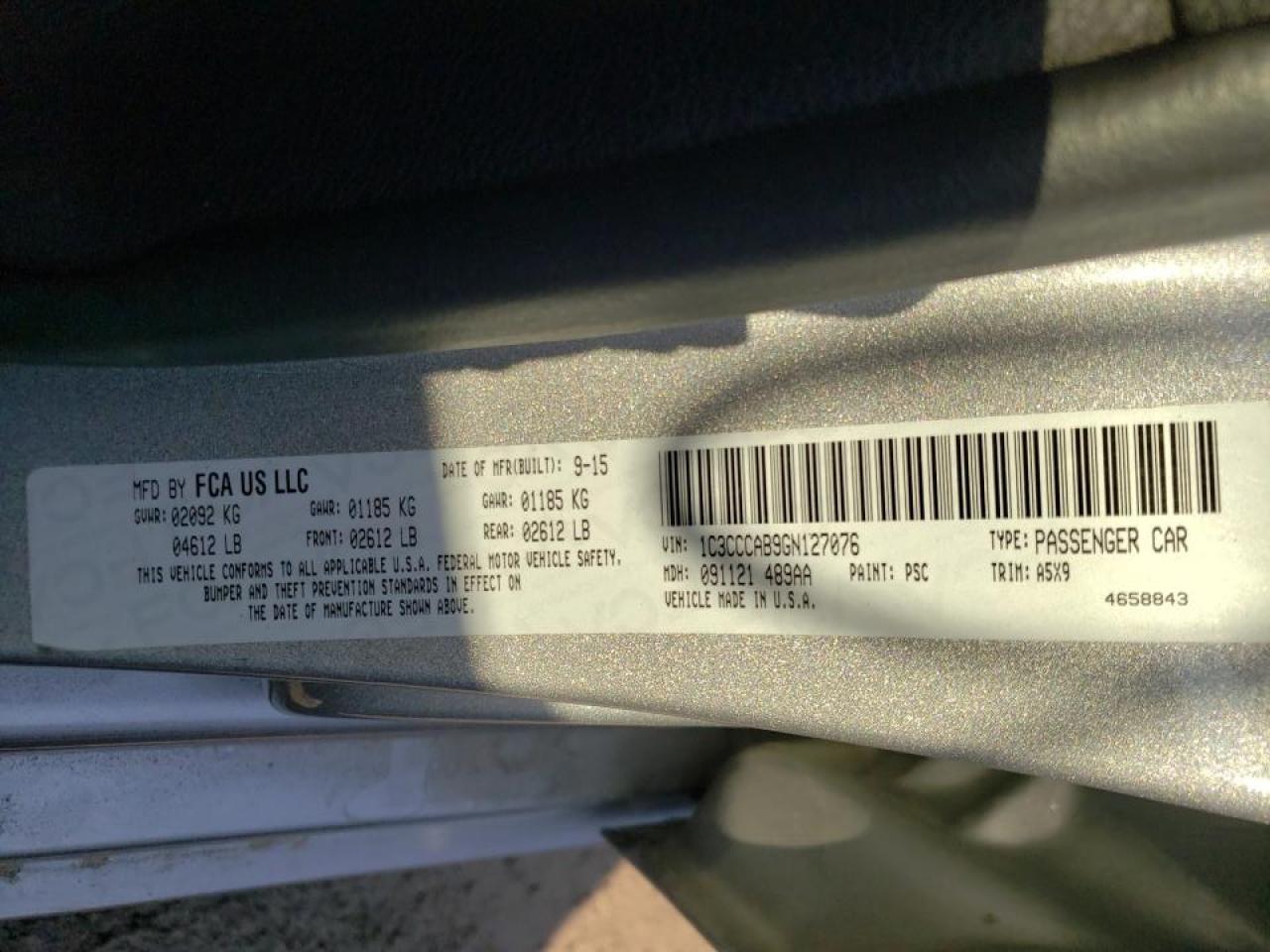 Photo 10 from auction – 2016 CHRYSLER 200 LIMITE with VIN 1C3CCCAB9GN127076