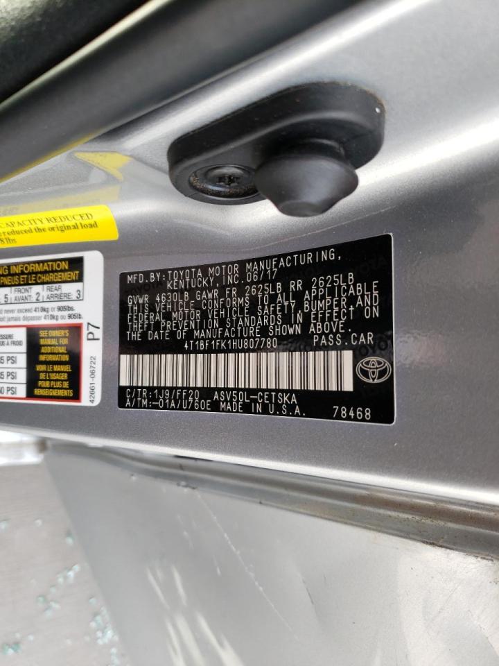 Photo 10 from auction – 2017 TOYOTA CAMRY LE with VIN 4T1BF1FK1HU807780