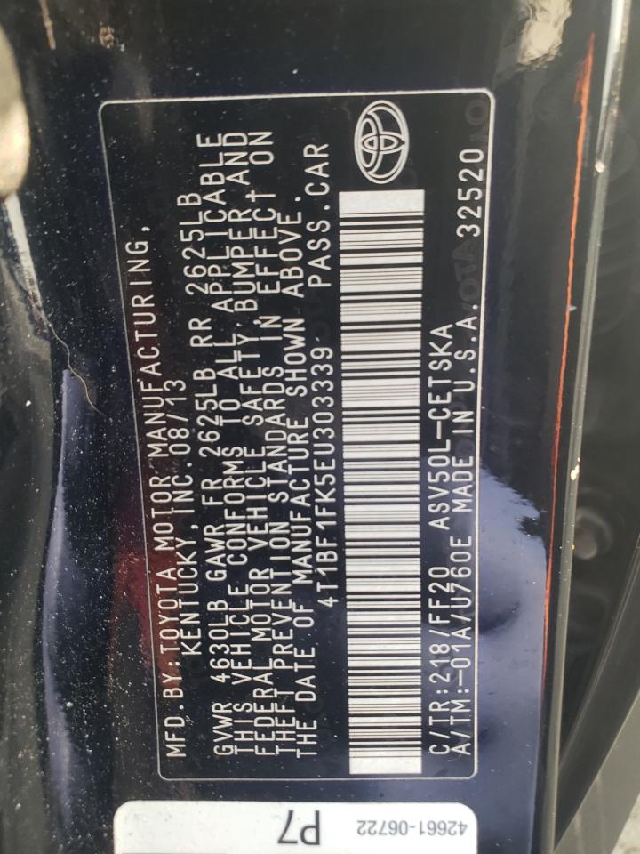 Photo 10 from auction – 2014 TOYOTA CAMRY L with VIN 4T1BF1FK5EU303339