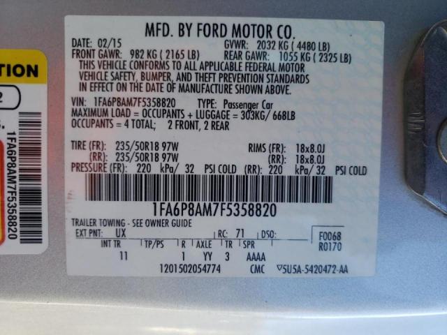 Photo 10 from auction – 2015 FORD MUSTANG with VIN 1FA6P8AM7F5358820