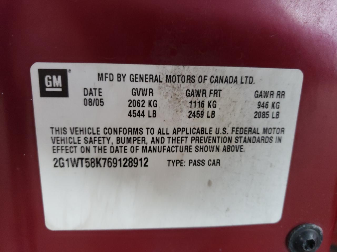 Photo 10 from auction – 2006 CHEVROLET IMPALA LT with VIN 2G1WT58K769128912
