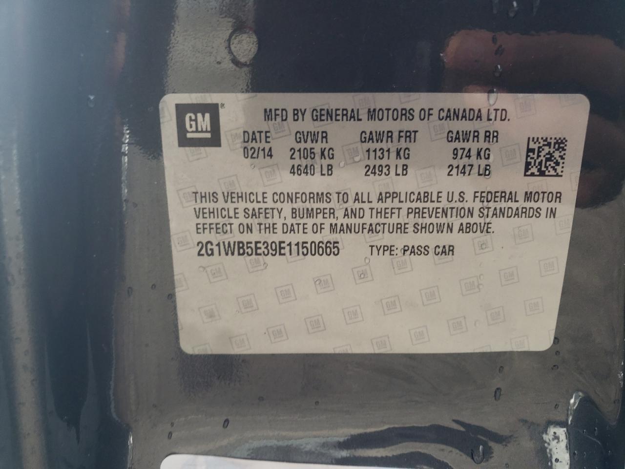 Photo 10 from auction – 2014 CHEVROLET IMPALA LIM with VIN 2G1WB5E39E1150665