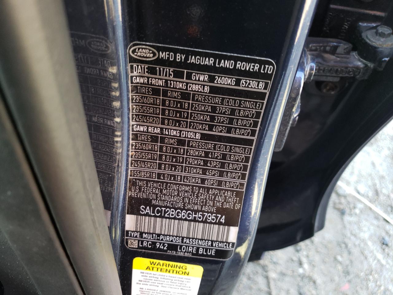 Photo 10 from auction – 2016 LAND ROVER DISCOVERY with VIN SALCT2BG6GH579574