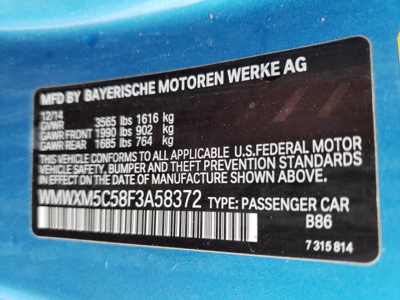 Photo 10 from auction – 2015 MINI COOPER with VIN WMWXM5C58F3A58372