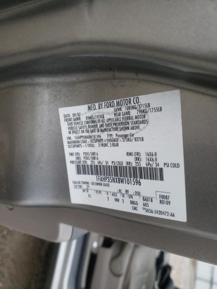 Photo 10 from auction – 2008 FORD FOCUS SE with VIN 1FAHP35NX8W101596