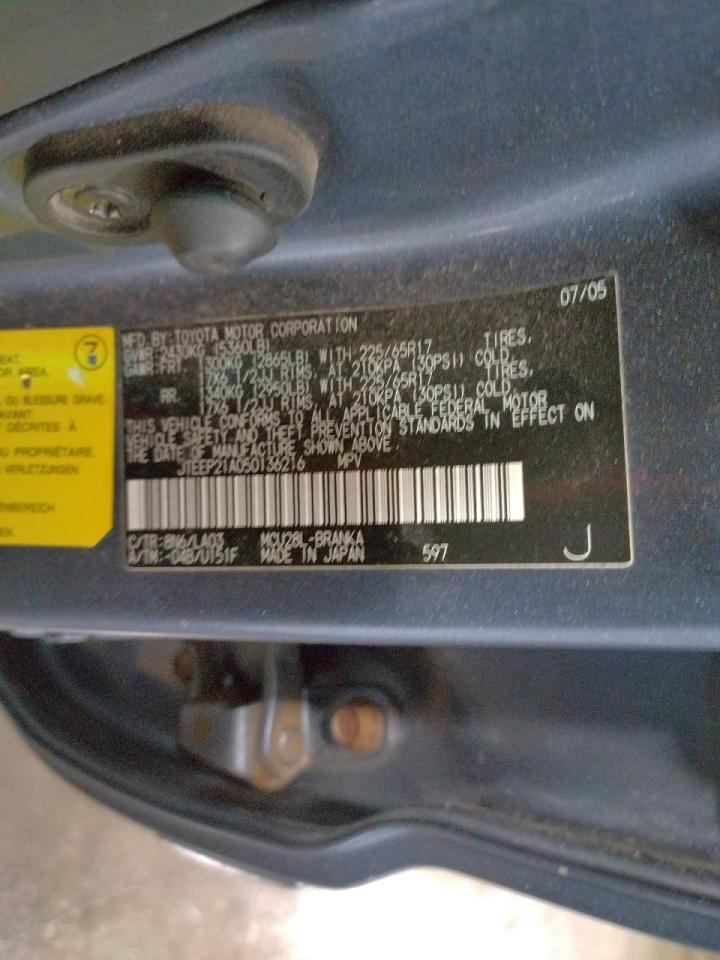 Photo 10 from auction – 2005 TOYOTA HIGHLANDER with VIN JTEEP21A050136216