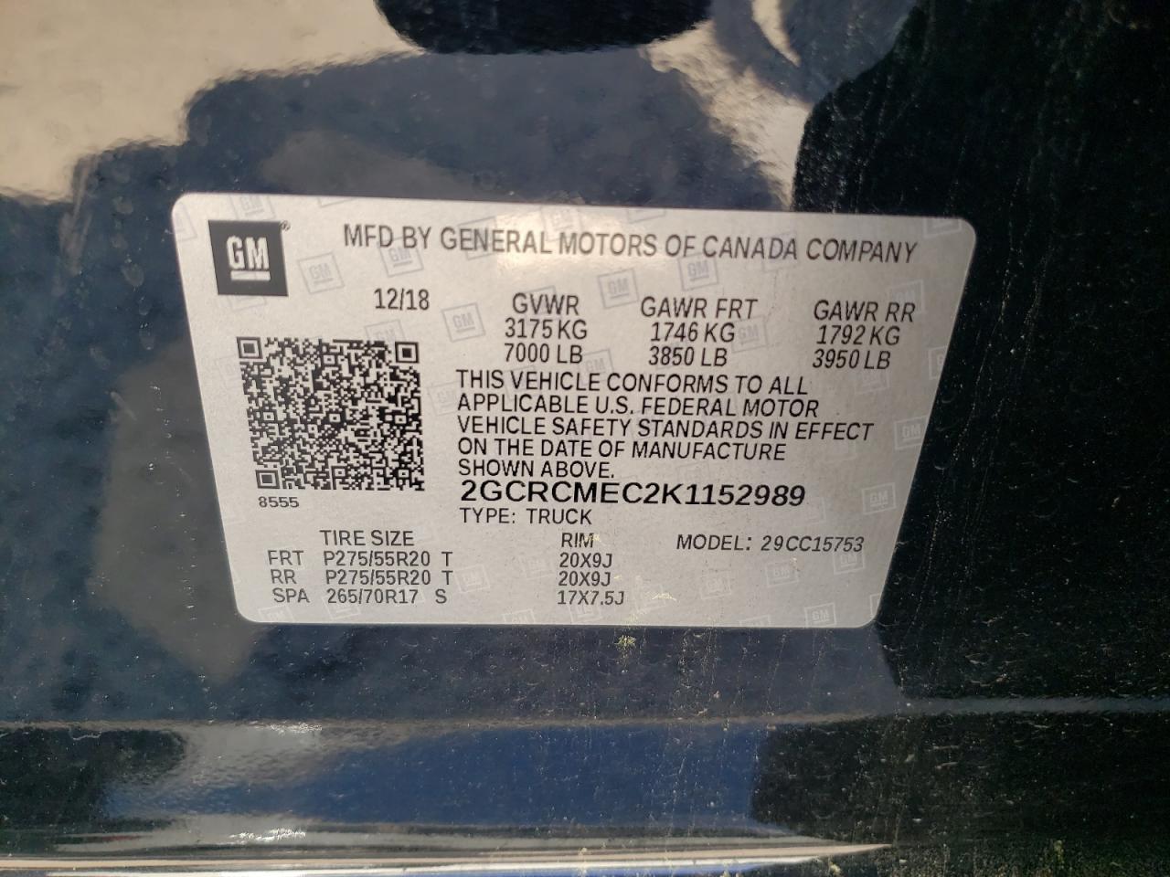Photo 10 from auction – 2019 CHEVROLET SILVERADO with VIN 2GCRCMEC2K1152989