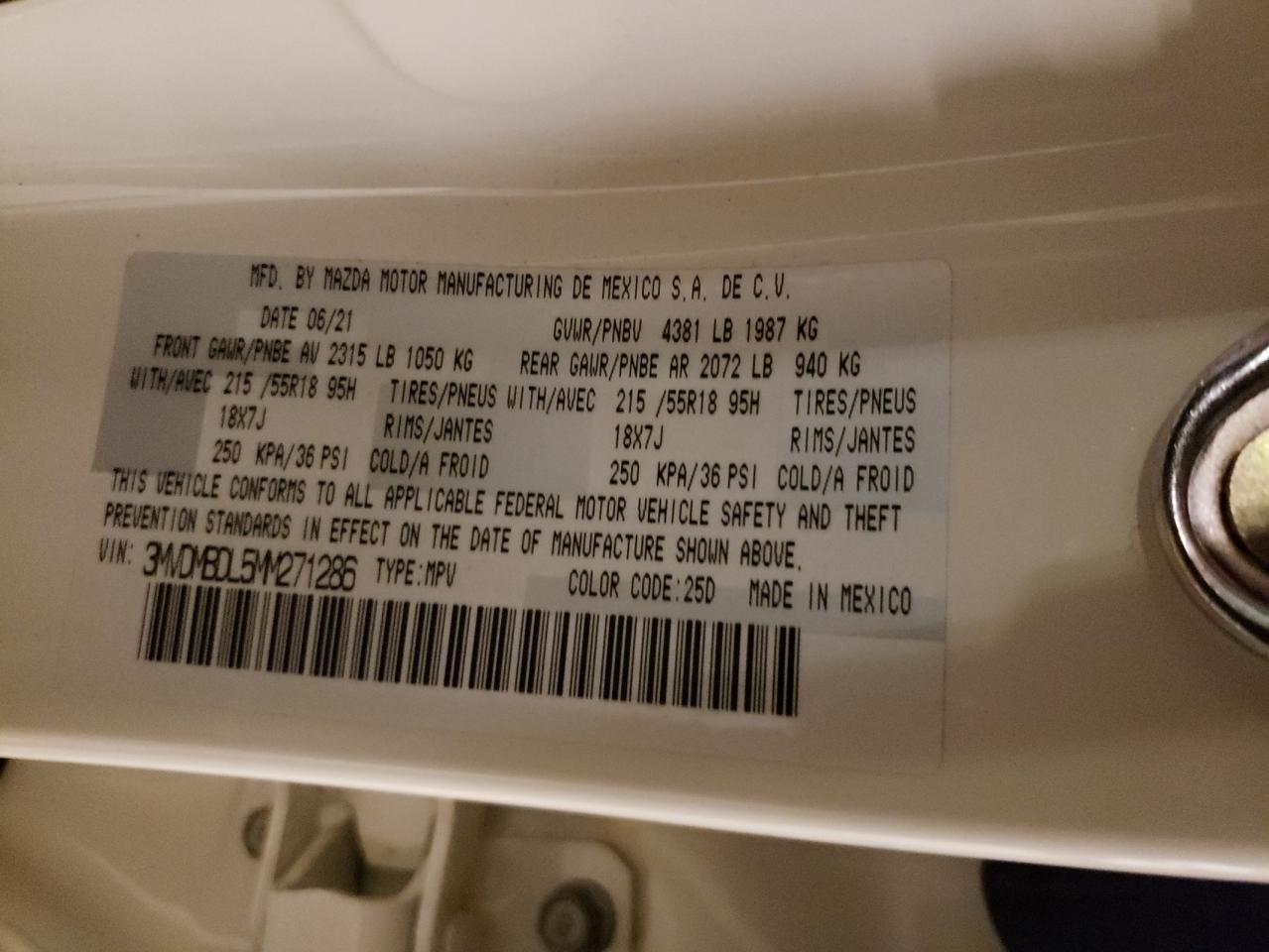 Photo 10 from auction – 2021 MAZDA CX-30 PREM with VIN 3MVDMBDL5MM271286