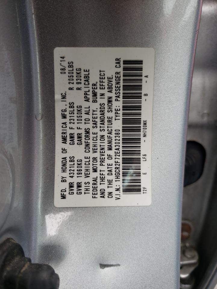 Photo 10 from auction – 2014 HONDA ACCORD EX with VIN 1HGCR2F72EA302380