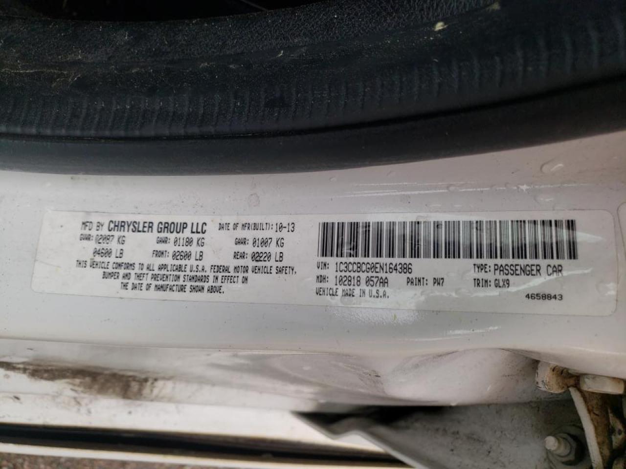 Photo 10 from auction – 2014 CHRYSLER 200 LIMITE with VIN 1C3CCBCG0EN164386