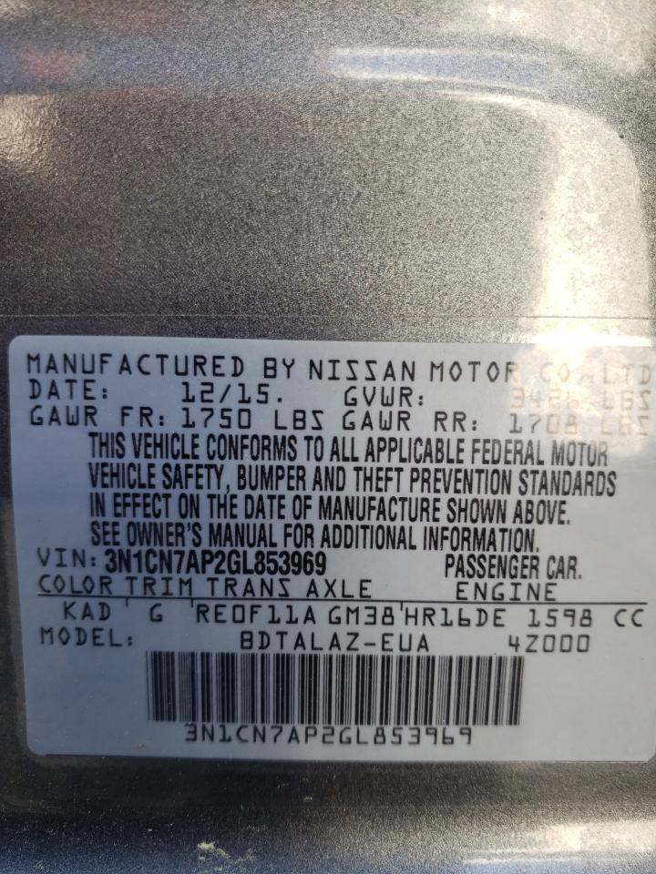 صورة رقم 10 من المزاد - 2016 NISSAN VERSA S مع VIN 3N1CN7AP2GL853969