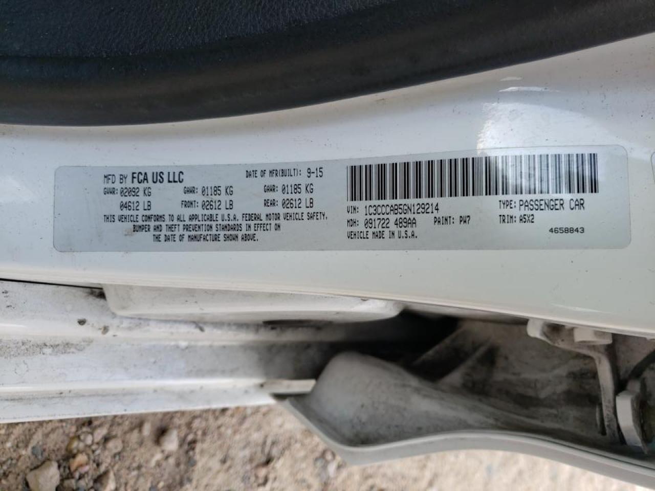Photo 10 from auction – 2016 CHRYSLER 200 LIMITE with VIN 1C3CCCAB5GN129214