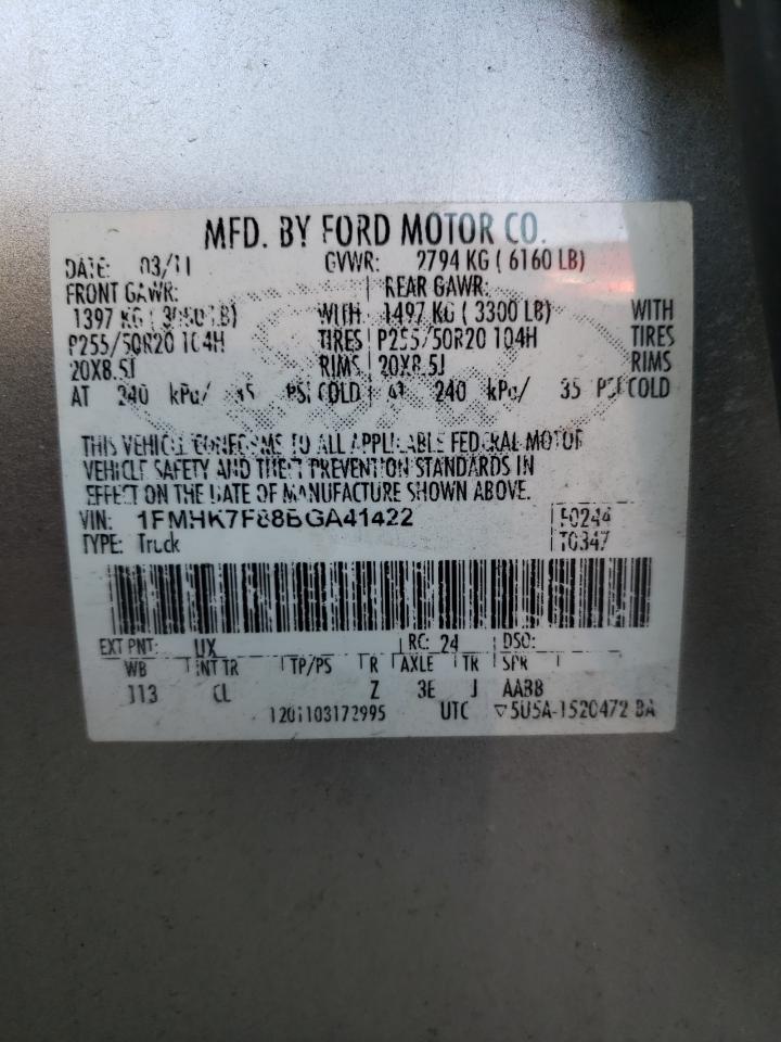 Photo 10 from auction – 2011 FORD EXPLORER L with VIN 1FMHK7F88BGA41422