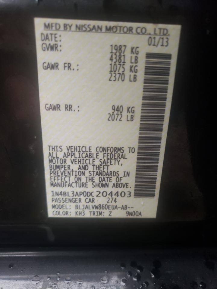 Photo 10 from auction – 2013 NISSAN ALTIMA 3.5 with VIN 1N4BL3AP0DC204403
