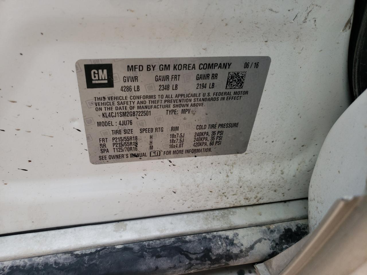 Photo 10 from auction – 2016 BUICK ENCORE SPO with VIN KL4CJ1SM2GB722501