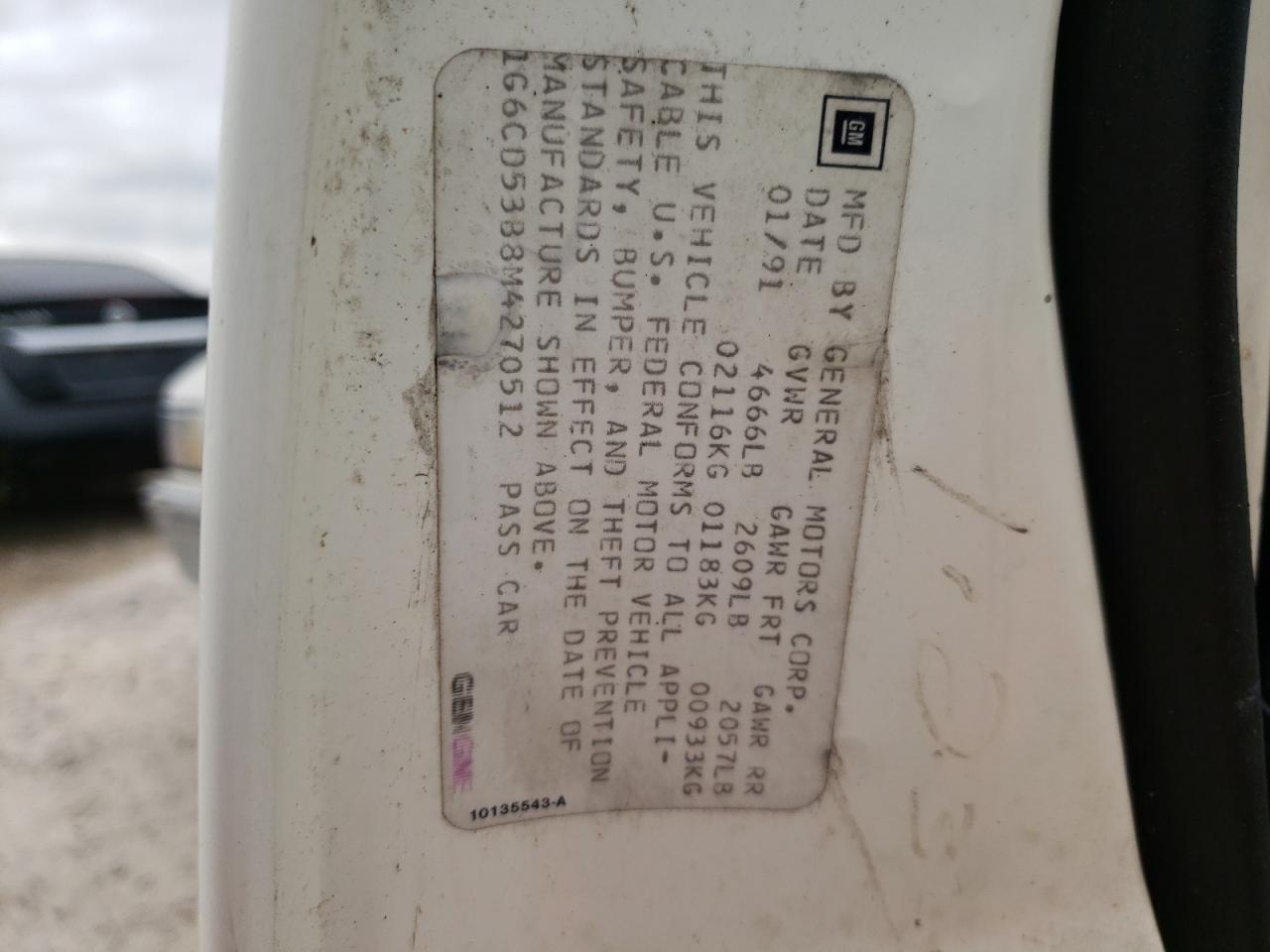 Photo 10 from auction – 1991 CADILLAC DEVILLE with VIN 1G6CD53B8M4270512