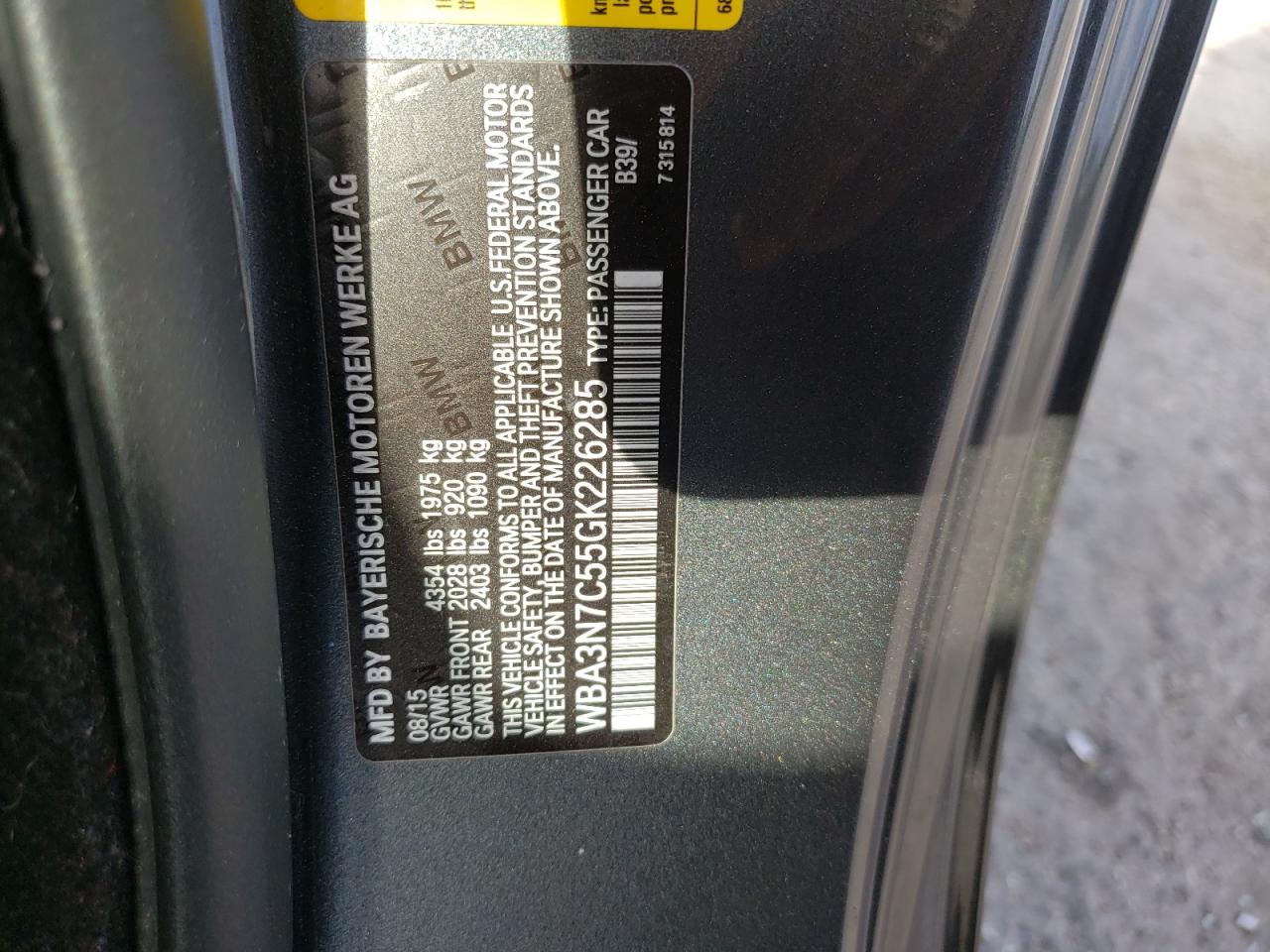 Photo 10 from auction – 2016 BMW 428 I with VIN WBA3N7C55GK226285