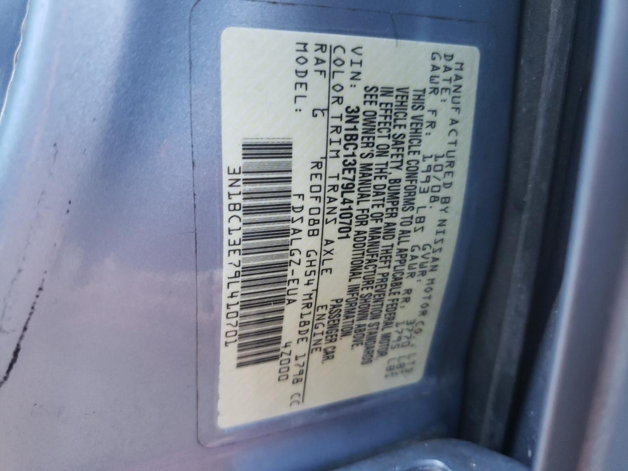 Photo 10 from auction – 2009 NISSAN VERSA S with VIN 3N1BC13E79L410701