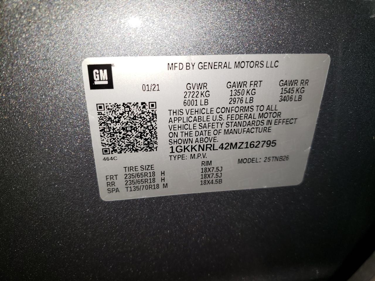Photo 10 from auction – 2021 GMC ACADIA SLE with VIN 1GKKNRL42MZ162795